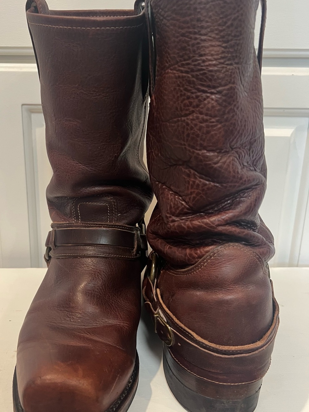 Vintage Frye Men's Belted Harness Dark Brown Leather Boots. 11.5 W - Picture 2 of 11